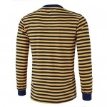 Lars Amadeus Men's Striped Henley Shirt Long Sleeves Slim Fit Button T Shirt Top