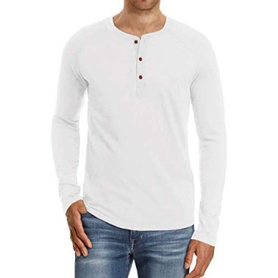 Makkrom Men's Slim Fit Long Sleeve Henley T-Shirts Casual Front Placket Basic Cotton Shirts