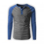 Men's Long-Sleeve Base Layer Henley T-Shirt/Casual Vintage Raglan Henley Baseball Round Neck T-Shirt - 3 Pack
