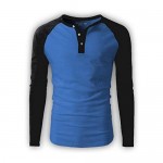 Men's Long-Sleeve Base Layer Henley T-Shirt/Casual Vintage Raglan Henley Baseball Round Neck T-Shirt - 3 Pack