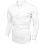 PASLTER Mens Henley Shirts Long Sleeve Stand Collar Golf Shirt Casual Fishing Tee Summer Yoga Top Workout Shirts
