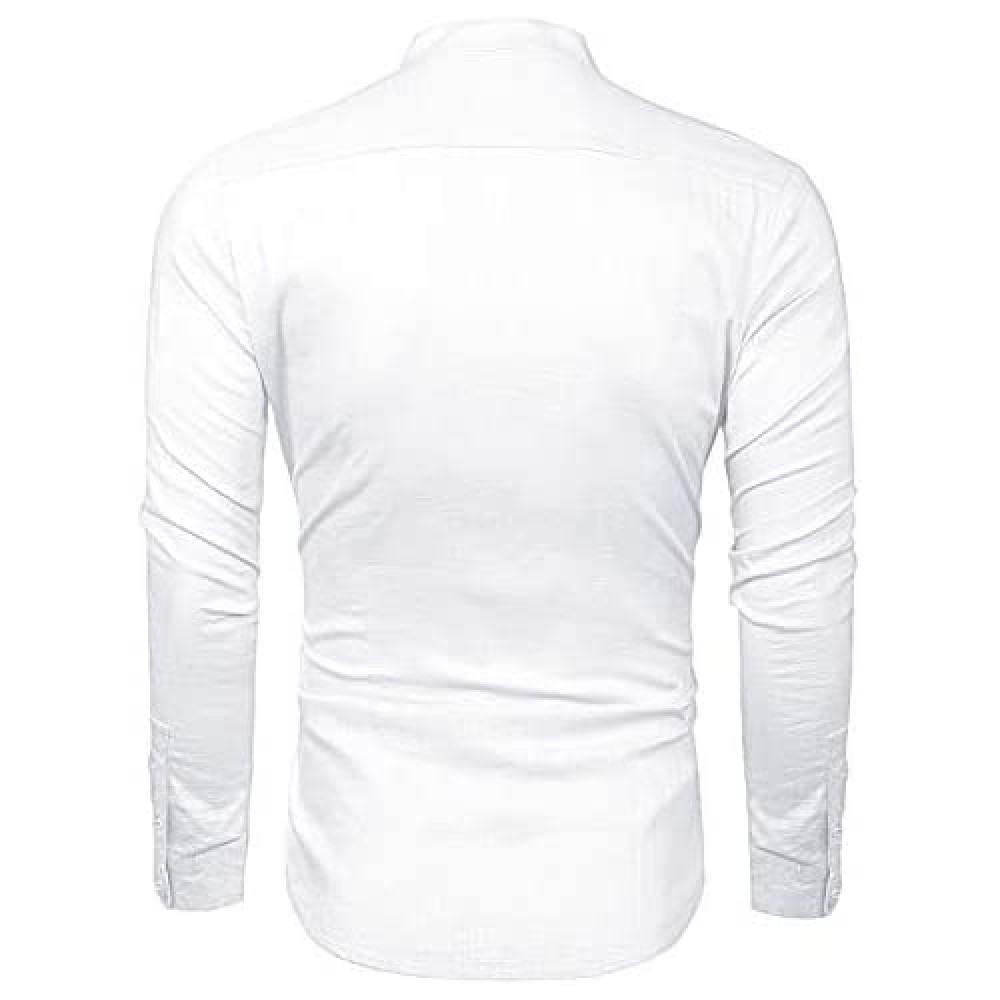 PASLTER Mens Henley Shirts Long Sleeve Stand Collar Golf Shirt Casual ...