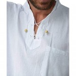Pure Cotton Men's White Shirt- 100% Cotton Casual Hippie Shirt Long Sleeve Beach Yoga Top | The Perfect Summer Shirts for Men by Ingear (White-MYK