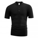 Syrirotus Men's Essential Short Sleeve Henley Button Shirt Plain Casual T-Shirt