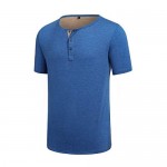 TLQLTS Mens Short Sleeve Henley Jersey Shirt Casual Cotton Regular Fit Tee Tops