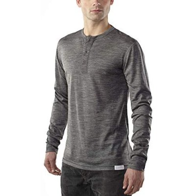 Woolly Clothing Men's Merino Wool Long Sleeve Henley - Everyday Weight - Wicking Breathable Anti-Odor