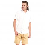 Yangxinyuan Men’s Linen Cotton Button Down Shirts Casual Short Sleeve Solid Beach T Shirts
