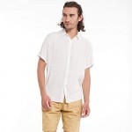 Yangxinyuan Men’s Linen Cotton Button Down Shirts Casual Short Sleeve Solid Beach T Shirts