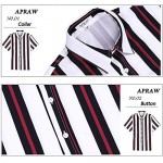 APRAW Men's Striped Shirts Casual Short Sleeves Loose Fit Button Down Shirt Summer Beach Tops