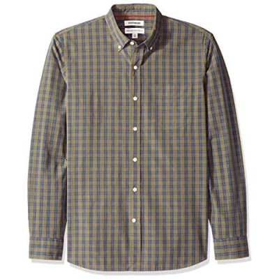  Brand - Goodthreads Men's Standard-Fit Long-Sleeve Plaid Poplin Shirt with Button-Down Collar