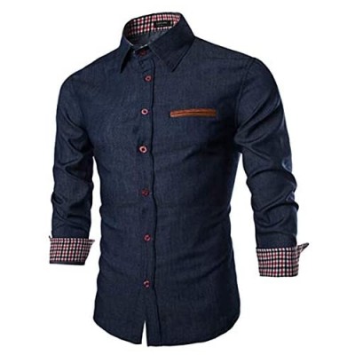 COOFANDY Men's Casual Dress Shirt Button Down Shirts Long-Sleeve Denim Work Shirt