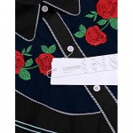 COOFANDY Men's Embroidered Rose Design Western Shirt Long Sleeve Button Down Shirt