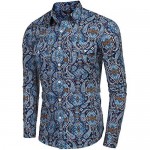 COOFANDY Men's Floral Dress Shirt Slim Fit Casual Paisley Printed Shirt Long Sleeve Button Down Shirts