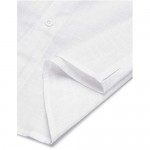 COOFANDY Men's Regular Fit Linen Cotton Shirt Short Sleeve V Neck Button Down Summer Shirt