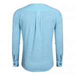 COOFANDY Mens Slim Fit Summer Linen Beach Shirt Business Formal Shirts Blue