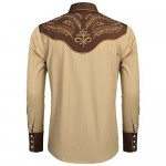 COOFANDY Men's Western Cowboy Embroidered Long Sleeve Button Down Shirt