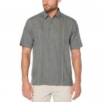 Cubavera Men's Chambray Pintuck Geometric Short Sleeve Button-Down Shirt