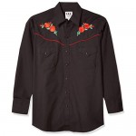 ELY CATTLEMAN Men's Long Sleeve Western Shirt with Rose Embroidery