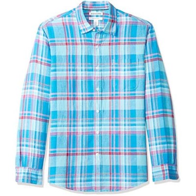  Essentials Men's Regular-Fit Long-Sleeve Linen Cotton Shirt