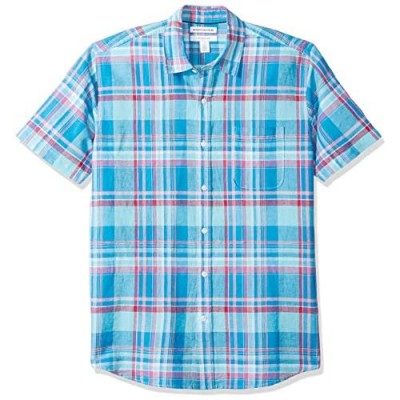  Essentials Men's Regular-Fit Short-Sleeve Linen Cotton Shirt