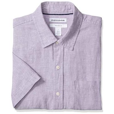  Essentials Men's Slim-Fit Short-Sleeve Linen Shirt