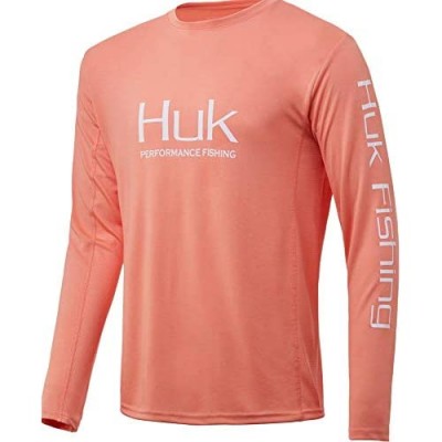 Huk Men's Pursuit Vented Long Sleeve Shirt | Long Sleeve Performance Fishing Shirt With +30 UPF Sun Protection Fusion Coral Extra Large