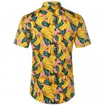 JOGAL Men's Cotton Button Down Short Sleeve Hawaiian Shirt