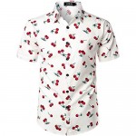 JOGAL Men's Fun Fruit Printed Short Sleeve Button Down Hawaiian Shirt Suits