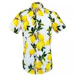 MCULIVOD Men's Printing Short Sleeve Casual Button Down Shirt Hawaiian Tropical Fruit Pineapple Shirts