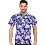 Mens Hawaiian Aloha Beach Shirt - Hawaiian Shirts for Men Tropical Hawaiian Print Button Down Shirt