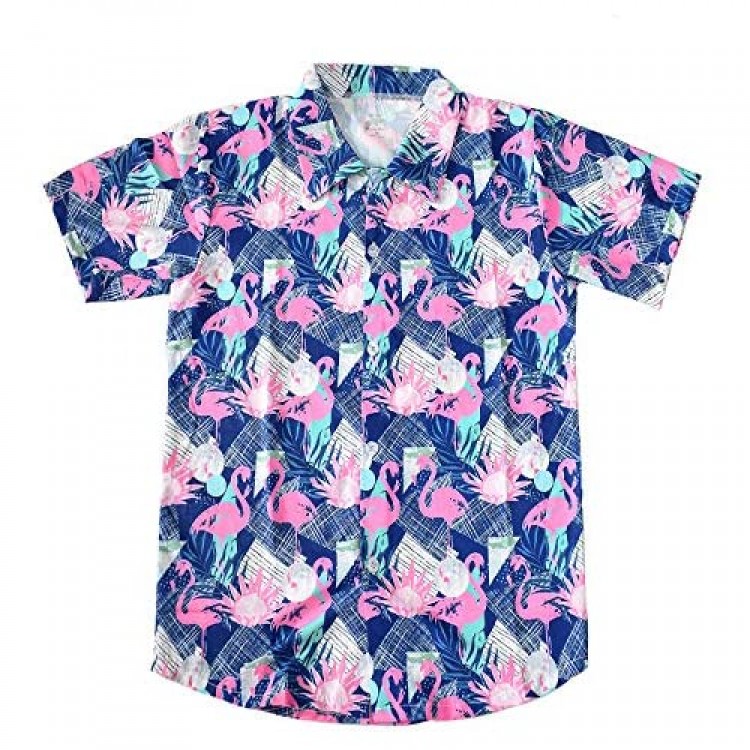 Mens Hawaiian Aloha Beach Shirt - Hawaiian Shirts for Men Tropical Hawaiian Print Button Down Shirt