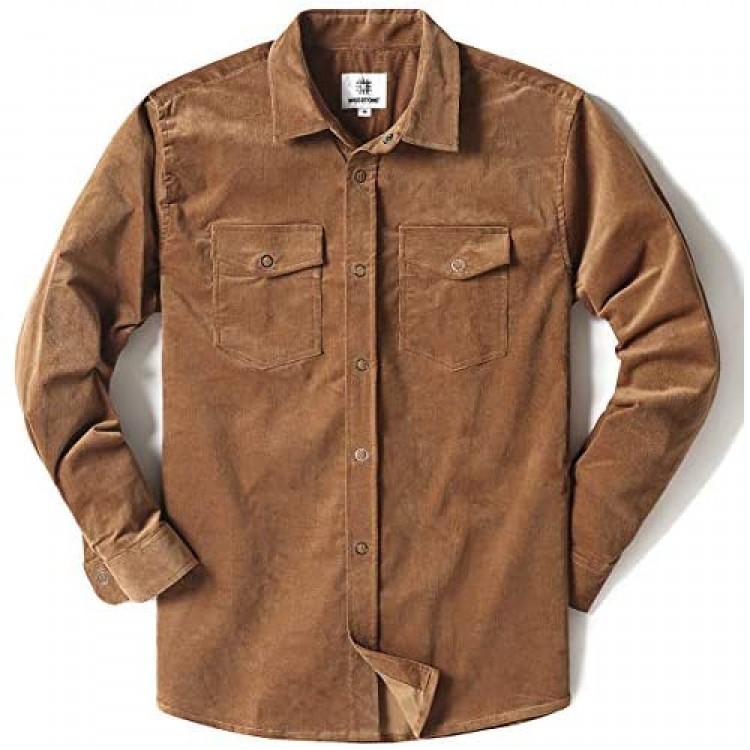 MOCOTONO Mens Long Sleeve Thick Corduroy Shirt Casual Button Down Jackets