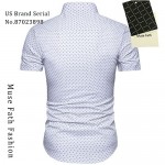 MUSE FATH Men's Printed Dress Shirt-Cotton Casual Short Sleeve Regular Fit Shirt