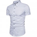 MUSE FATH Men's Printed Dress Shirt-Cotton Casual Short Sleeve Regular Fit Shirt