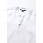 Perry Ellis Men's Standard Long Sleeve Solid Linen Popover Shirt