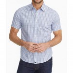 UNTUCKit Dante Untucked Shirt for Men - Short Sleeve - Blue & Grey Check