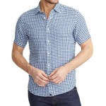 UNTUCKit Robibero Untucked Shirt for Men – Short Sleeve Button-Up Wrinkle Resistant Navy