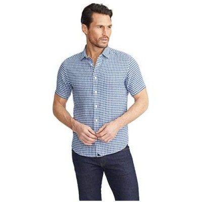 UNTUCKit Robibero Untucked Shirt for Men – Short Sleeve Button-Up Wrinkle Resistant Navy