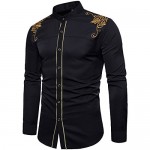 WHATLEES Mens Hipster Casual Slim Fit Long Sleeve Button Down Dress Shirts Tops with Embroidery