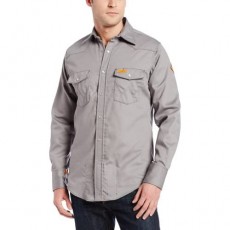 Wrangler Riggs Workwear Men's Flame Resistant Western Long Sleeve Two Pocket Snap Shirt Charcoal X-Large