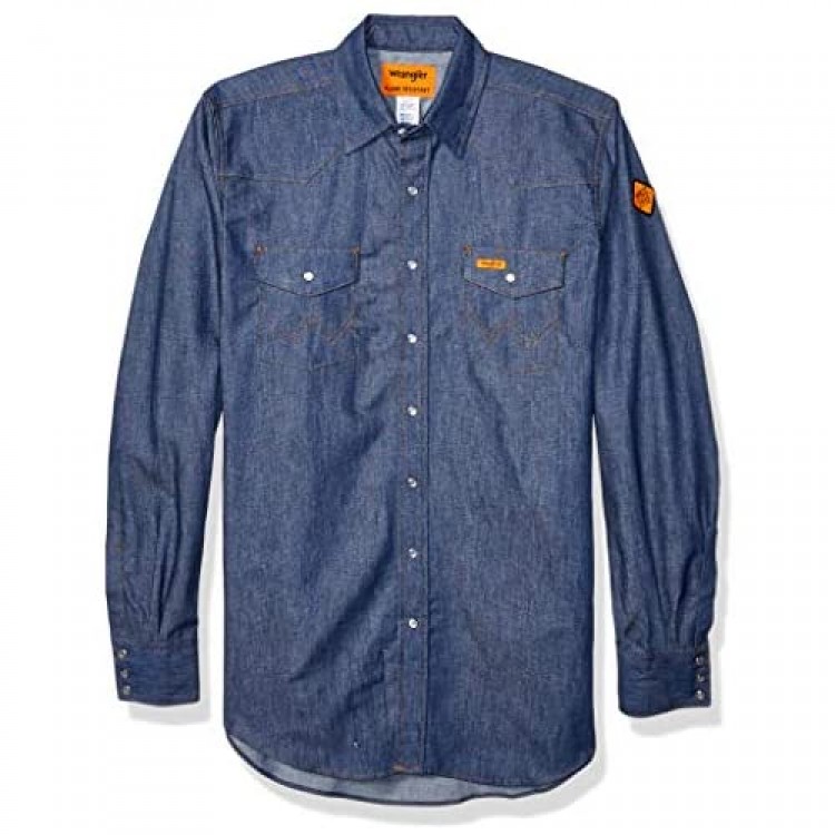 Wrangler Riggs Workwear Men's Fr Flame Resistant Western Long Sleeve Two Pocket Snap Shirt