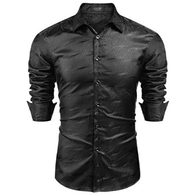 COOFANDY Men's Luxury Dress Shirt Long Sleeve Slim Fit Wrinkle-Free Business Button Down Shirts