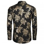COOFANDY Men's Rose Shiny Shirt Luxury Flowered Printed Button Down Shirt