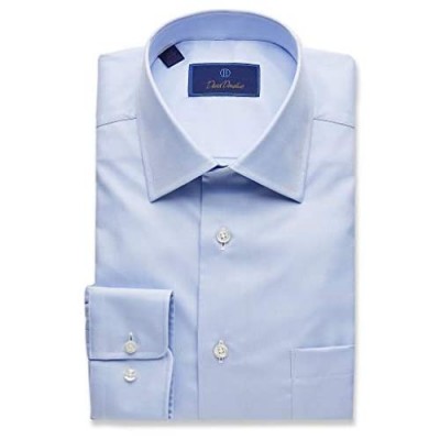 David Donahue Men's Twill Regular Fit Blue Dress Shirt