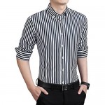 ERZTIAY Men's Classic Casual Vertical Striped Slim Fit Long Sleeve Dress Shirts
