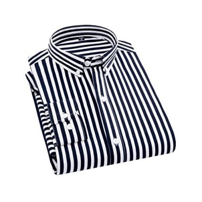ERZTIAY Men's Classic Casual Vertical Striped Slim Fit Long Sleeve Dress Shirts