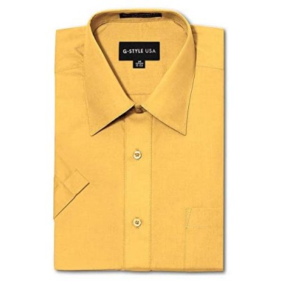 G-Style USA Men's Regular Fit Short Sleeve Solid Color Dress Shirts