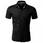 H2H Men's Casual Slim Fit Cotton Shirts Long/Short Sleeve Jersey Button Down Shirt