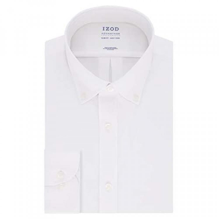 IZOD Men's Dress Shirt Slim Fit Stretch Cool FX Cooling Collar Solid