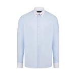 Jack Martin - Blue Oxford Pin Collar Shirt - Mens Business Wedding & Dress Shirts with Collar Bar